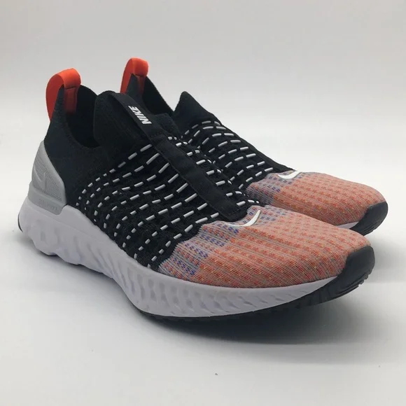 Nike React Phantom Run FK Flyknit 2 Black Team Orange White DQ7647-001 - Picture 2 of 4
